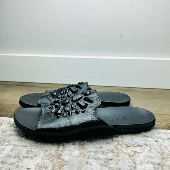 Kenneth Cole Black Stone Embellished Sandals/Slides Size 8 - Picture 2 of 10